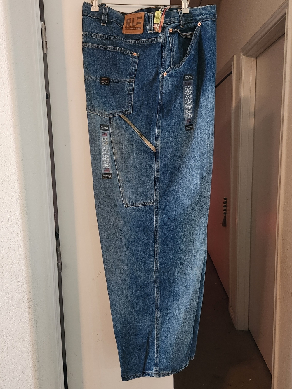 NEW VTG Polo Ralph Lauren Y2K Double RL Carpenter Jeans Blue Big & Tall W54" L30